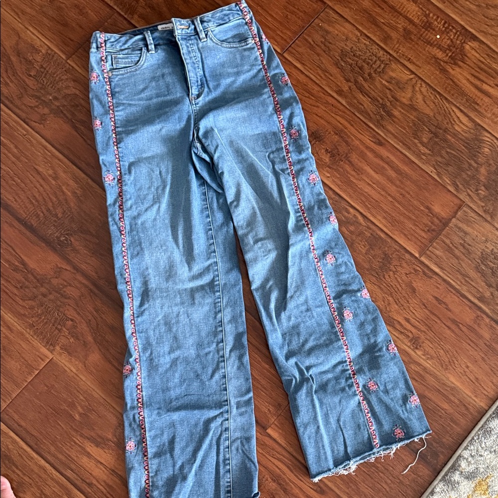 Tribal Embroidered Blue Jeans